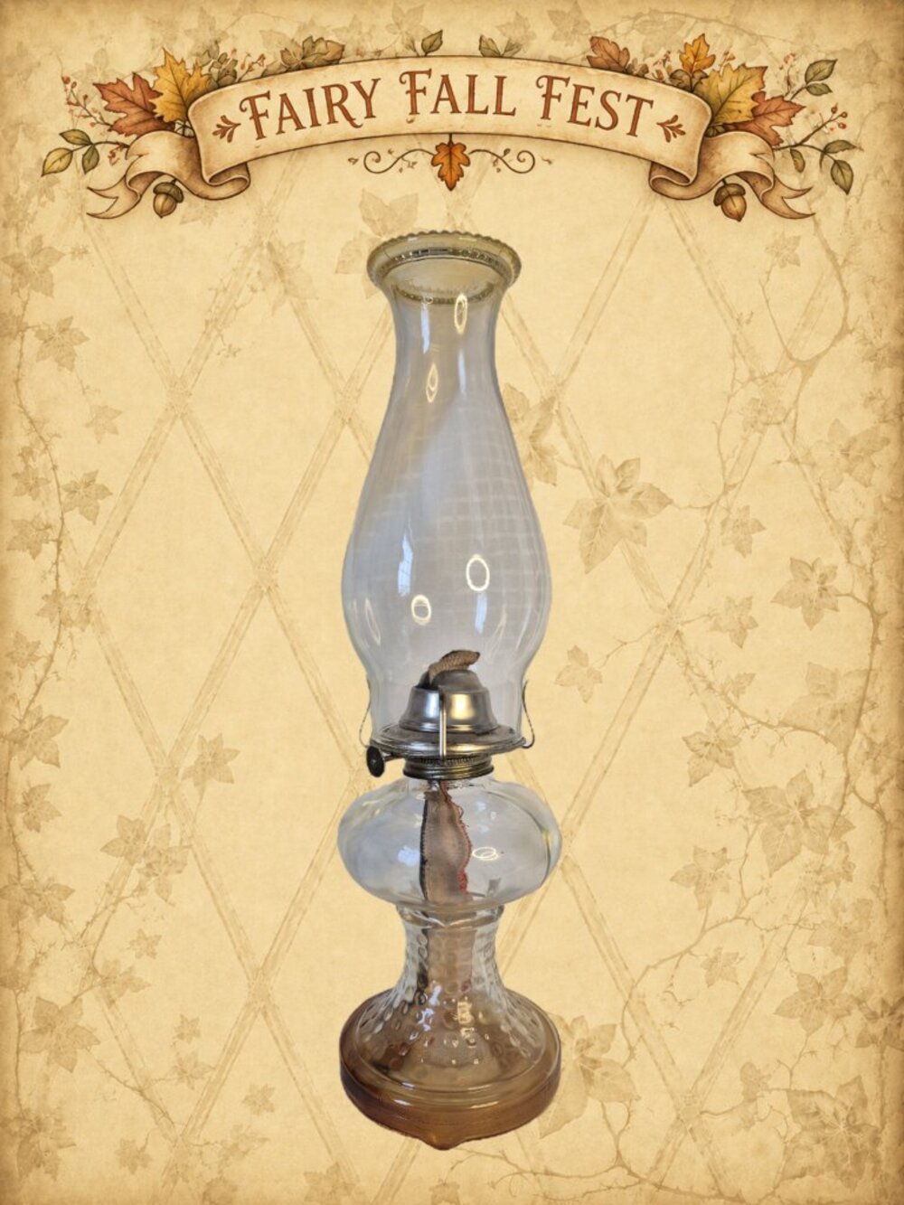 Hearth Happenings 🏠🧚‍♂️ Vintage EAGLE Amber & Clear Glass Oil Lamp J-2090